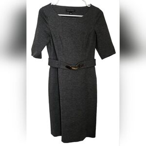 Banana Republic gray ponte knit dress, size 2, 3/4 sleeves, belted, 3-season.